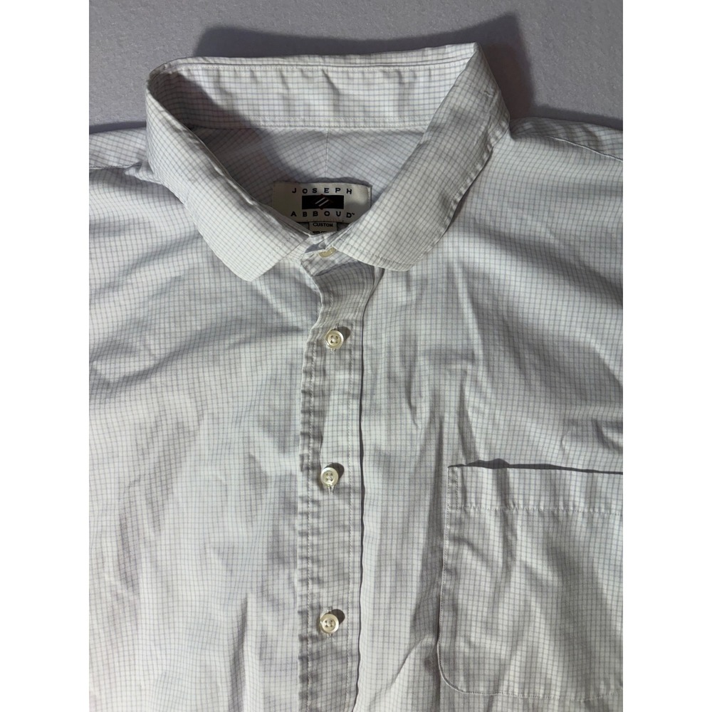 Joseph Abboud Custom Mens 20-37 Button Down Shirt Blue White Micro Check Cotton